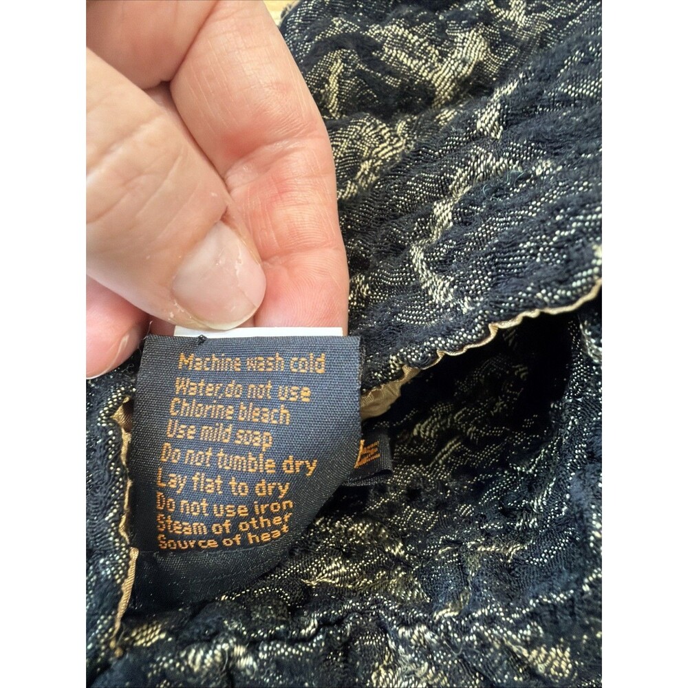 UBU Textured Crinkle Jacket Women M Floral Black gold Reversible Zip Iridescent - Picture 5 of 5
